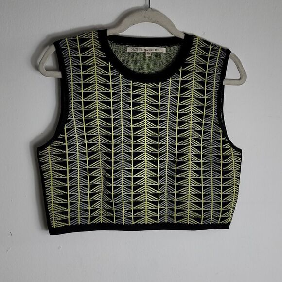 #5 RACHEL Roy Womens Jacquard Geo Crop Top - Picture 1 of 3